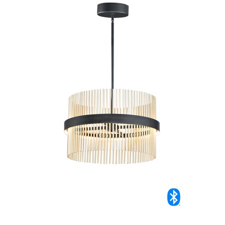 Et2 Chimes 2-Light 23.75" Wide Black / Satin Brass Pendant Light E34205-BKSBR